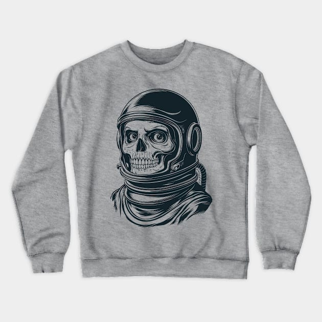 Skull Face Astronaut Illustration Crewneck Sweatshirt by TeeTrendz